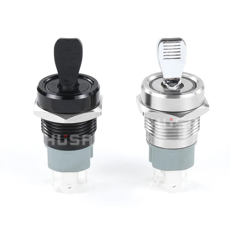 16MM  Self-locking ON-OFF Slide Power High Current Metal Toggle Switch Waterproof Push Button 2 Positions 1NO1NC Illuminated Led