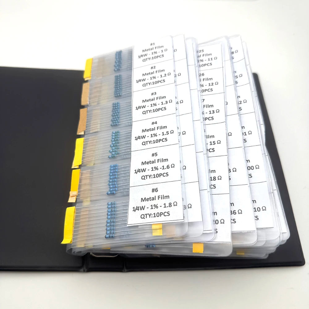 0.25W 158Values 1R~10M Ohm 1/4W 1% Metal Film Resistor Assorted Resistor Kit Pack Sample Book