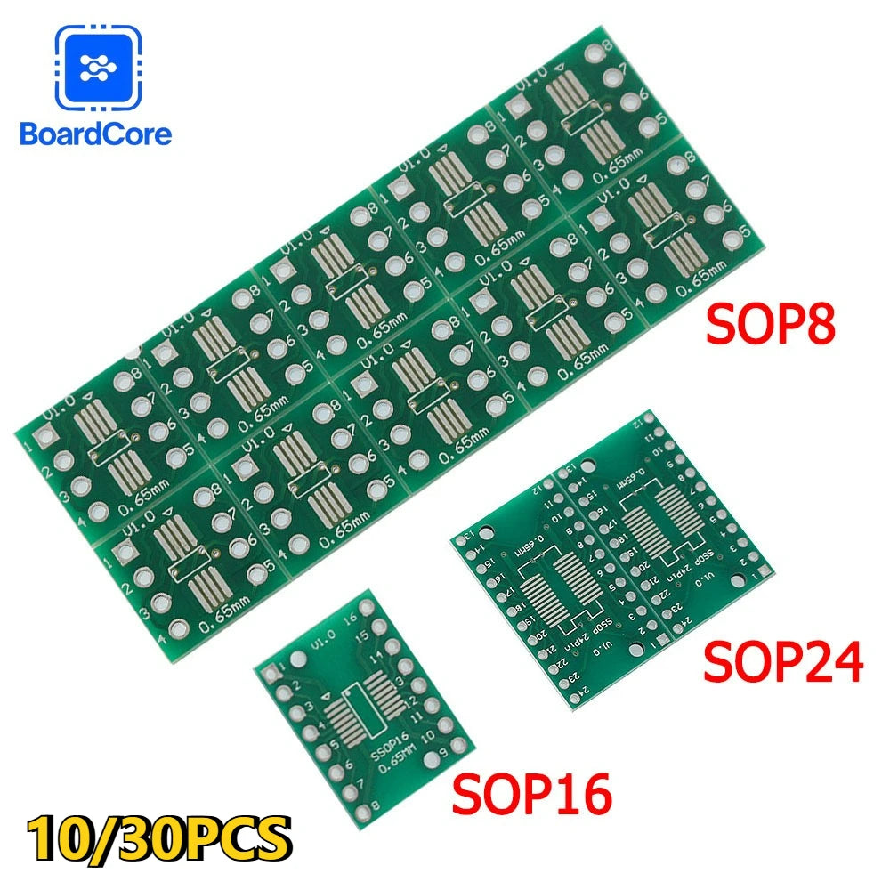 10/30pcs PCB Adapter Board SMD To DIP SOP TSSOP SOP8 SOP14 SOP16 SOP20 SOP24 SOP28 IC Test Board Adapter Socket PCB Kit