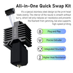 Upgraded P1S P1P Hotend Hot End Full Assembly Print Head Ceramic Heater Cartridge Rod Thermistor Kit Replacement for Bambu Lab