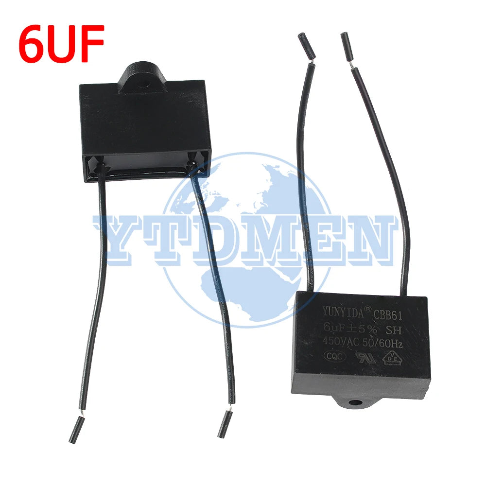 1/2/5PCS CBB61 Motor Run Capacitor 450V AC Fan Capacitors 0.8/1/1.2/1.5/1.8/2/2.5/4/5/6/8/10UF for Ceiling Fan & Air Conditioner
