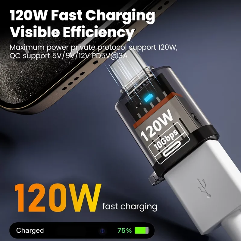 120W Fast Charging USB 3.2 to Type C Adapter OTG 10GB High Speed Data Audio Transfer For PC Tablet Xiaomi Huawei USB C Converter