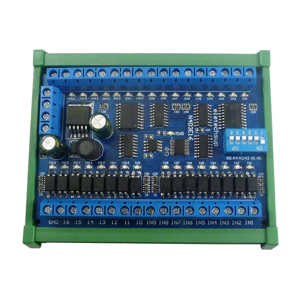 DC 12V/24V 16-input 16-output RS485 Remote Switch PLC IO Expansion Board with Modbus RTU Module Suitable for Smart Homes Etc.