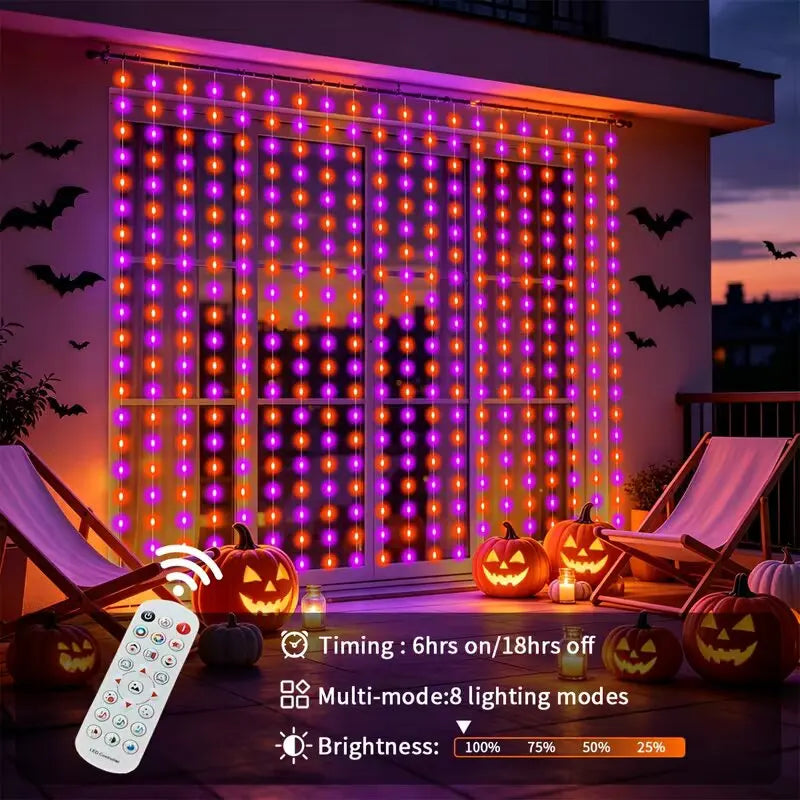 Smart RGB LED Curtain Fairy Lights, Remote-Controlled & Music-Synchronized, Indoor Outdoor Christmas Decoration Lights