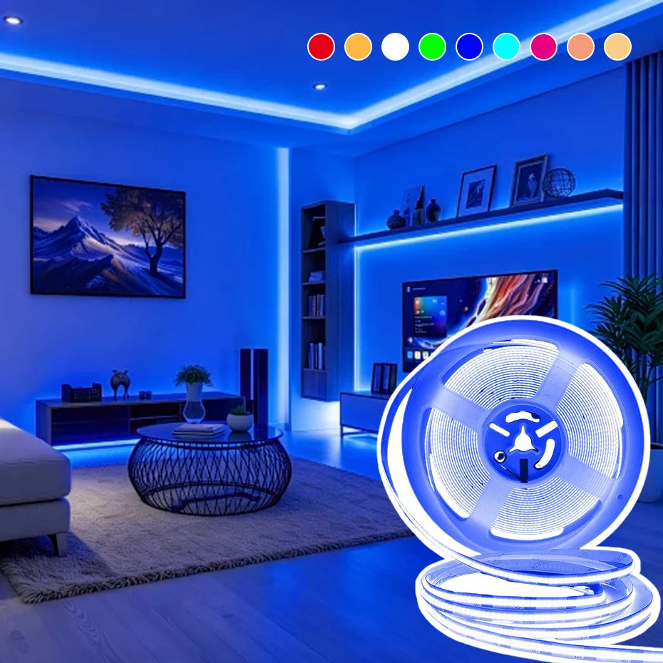 1M 3M 5M 8M 10M DC 24V Led Strip COB Tape Light 320 LEDs/m Red Green Blue Warm White Pink Yellow 9Colors For Room Decoration