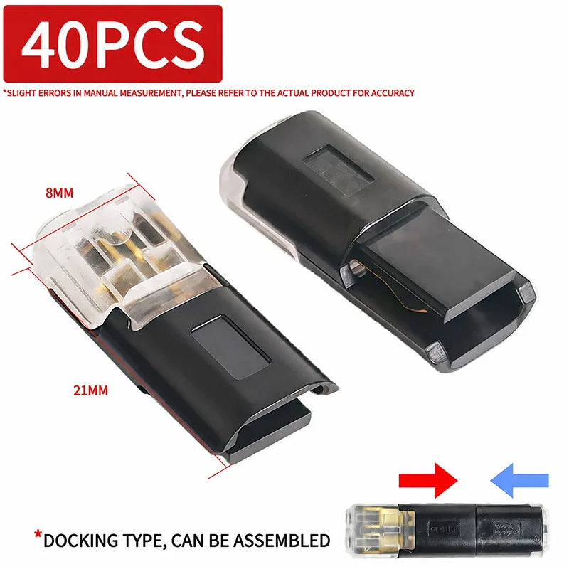 40/200Pcs D2 Quick Wire Connectors Solderless Push-in Terminal Blocks Electrical Cable Connector for Home DIY Automotive Repair