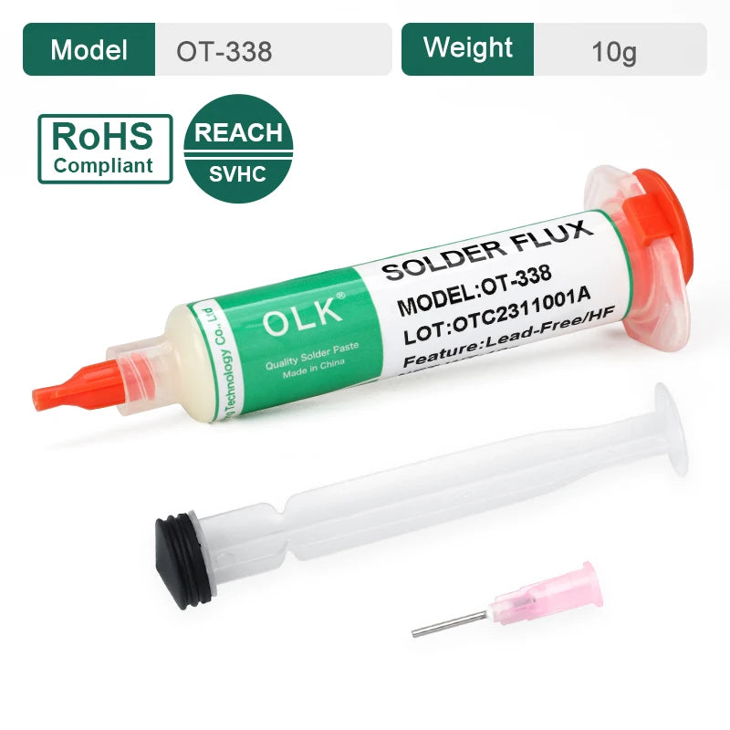 OLK Lead-Free Halogen-Free BGA Flux SMD PCB Repair Soldering No-Clean Ball Planting Rosin Solder Oil Solder Paste 10cc