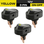 FILN 3Pcs 12V Rocker Switch 6A 3 Pin Threaded Mount Round LED Dot Light Toggle Power Switches for Small Home Appliance Auto