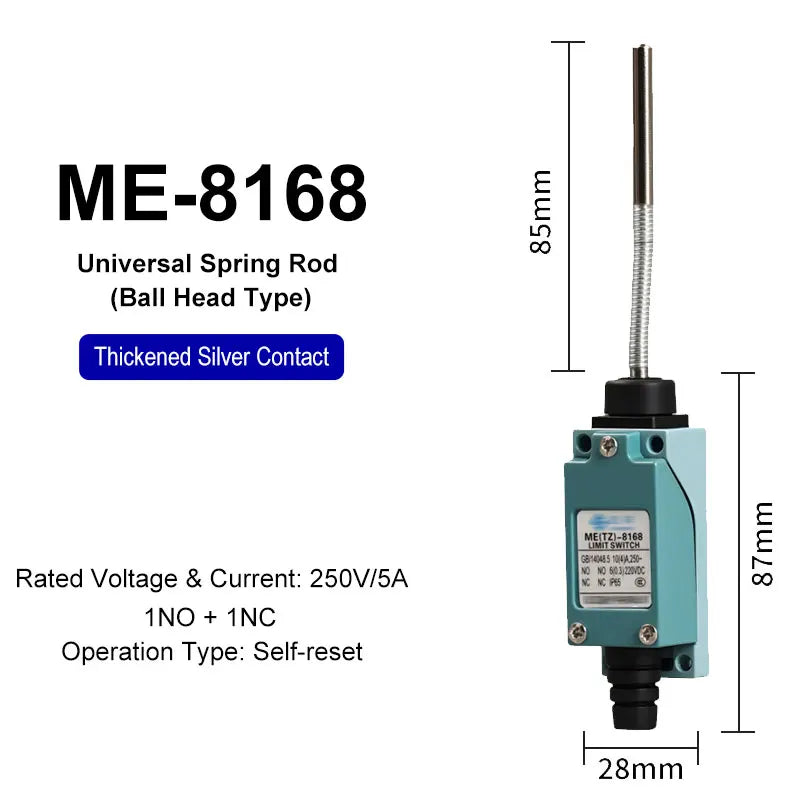 ME-8108 ME-8104 ME-8107 ME-8111 ME-8112 ME-8166-8169 Limit Switch Rotary Adjustable Roller Lever Arm Travel Switch AC250V NO NC