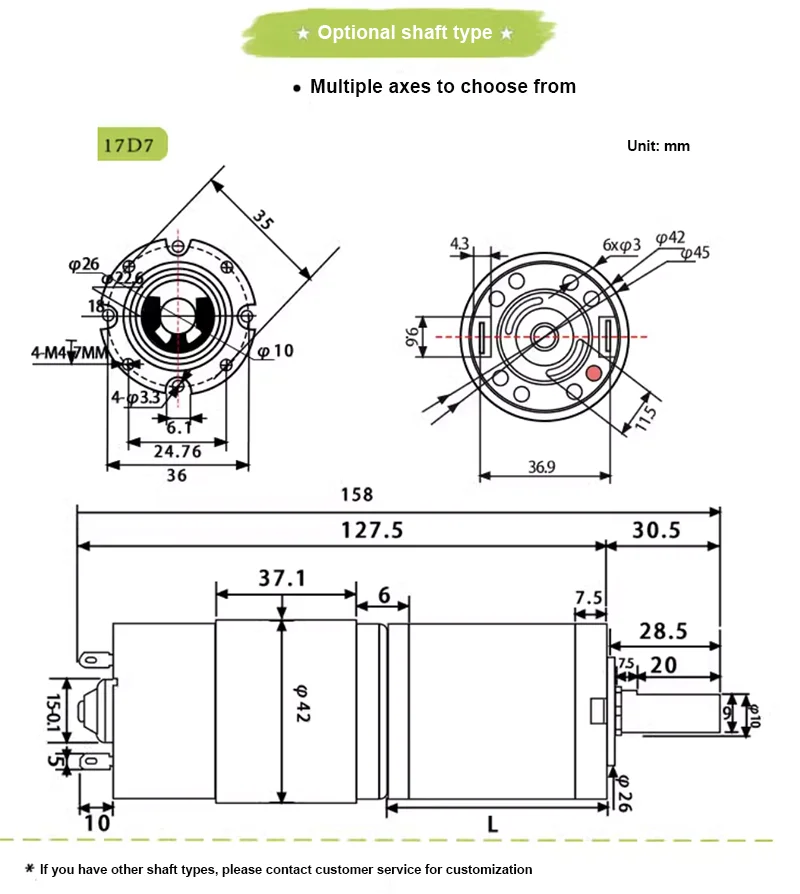 Max 200KG 42GP-775 Metal Planetary Geared DC Motor 12V~24V/1351RPM~7RPM High Torque and Forward/Reverse PWM Speed Regulation