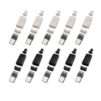 10Pcs Micro USB 5 Pin Soldering Type Male Plug Connector 5P MicroUSB Tail Charging Socket DIY Repair Plugs 4 in 1 Black White