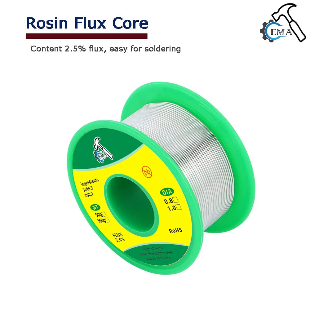 50g Lead-free Solder Wire SN99.3 Cu0.7 Environmental Protection Tin Wire Flux Reel Welding Line Soldering Wire Roll High Purity
