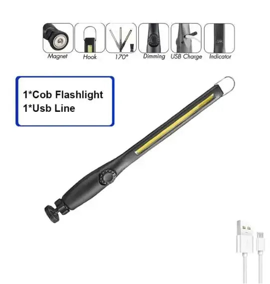 Portable COB Work Lights With Magnetic Rechargeable LED Flashlight Portable Stepless Dimming Emergency Car Repair Lamps