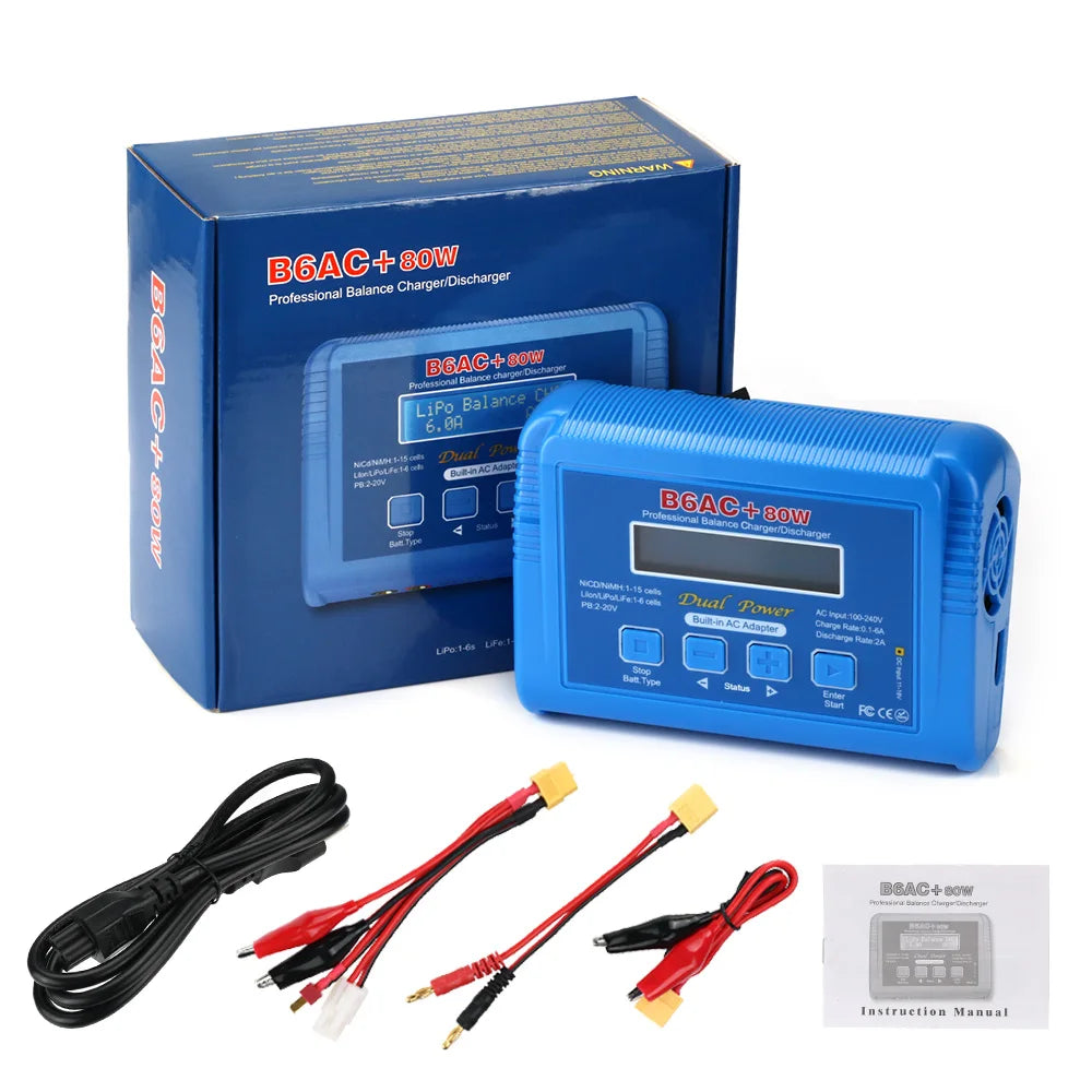 HTRC IMAX B6 AC 80W 6A Digital LCD Balance Charger for Lipo LiFe NiMh NiCd RC Drone Car Battery