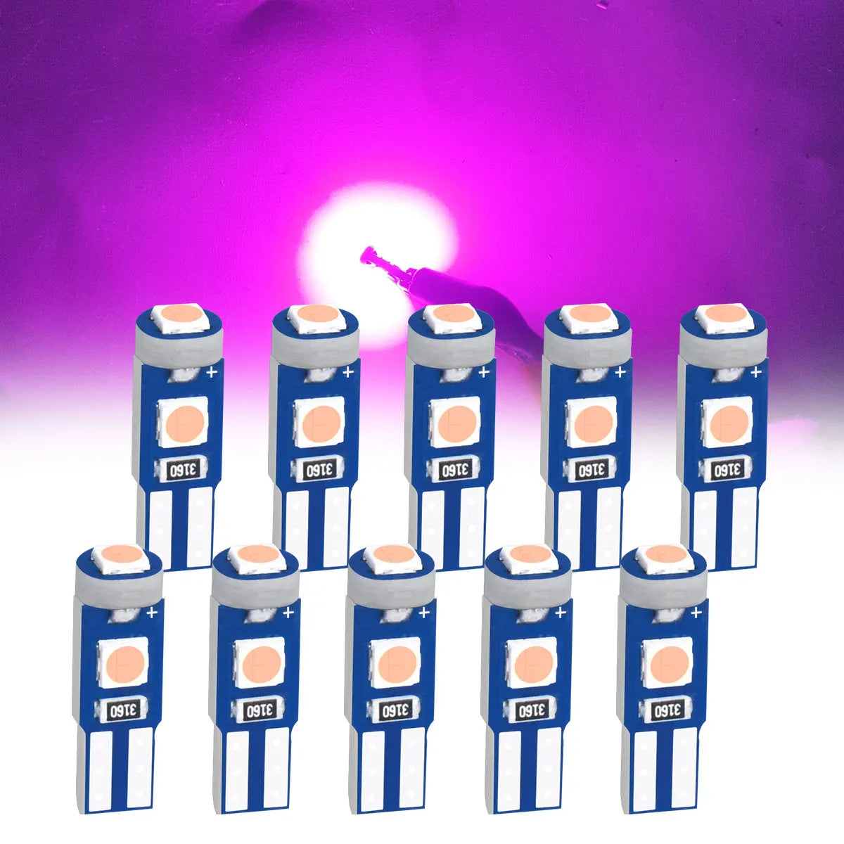 Ultra Bright T5 W1.2W W2.3W 3030 3Chipsets LED Small Bulbs 12V White/Ice Blue/Pink/Yellow/Red for Car Panel and Instrument Light