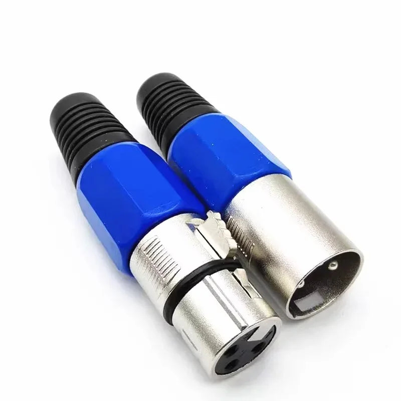 2/5/8/12PCS 3Pin XLR Male Female Speaker Connector Wiring Line Plug Blue 3-Core Audio Microphone Connector