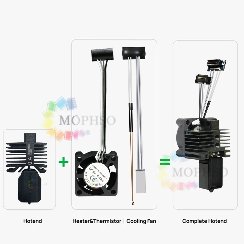 Original Hotend For Bambu Lab X1 X1C P1P P1S Hard Steel Nozzles Bamboo Hotend Thermistor For bambu lab cooling fan P1s X1c Hoend