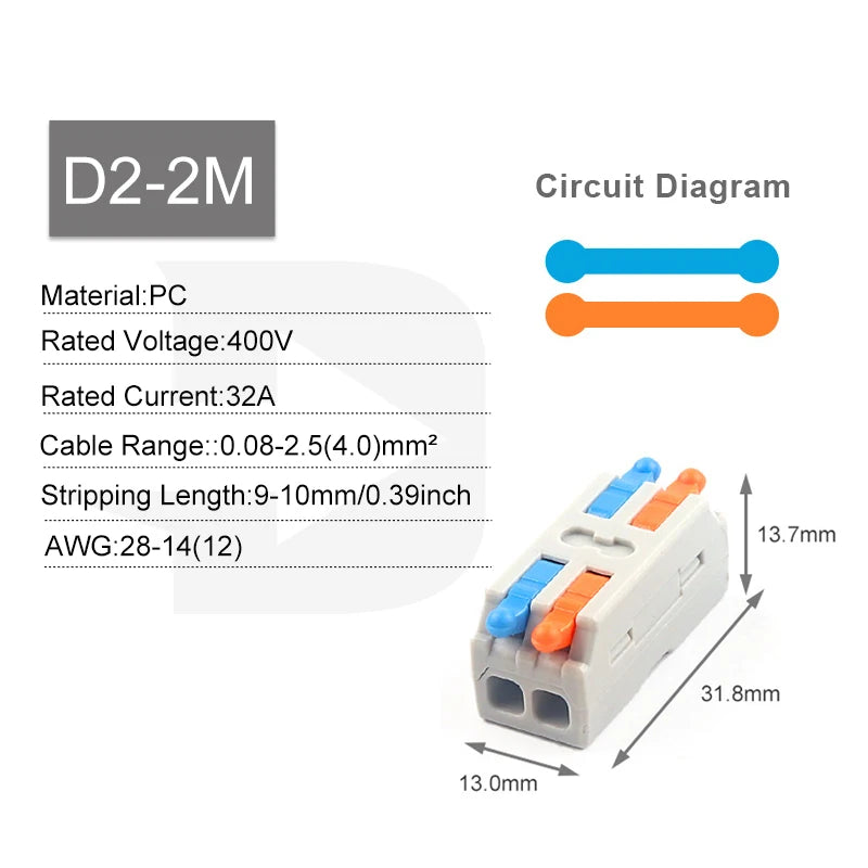 5/10PCS 2/3Ports Electrical Wire Connectors Fast Compact Push-in Terminal Block Wiring Cable Butt Connection Splitter With Lever