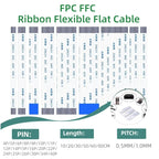 100PCS,FFC FPC Ribbon Flexible Flat Cable 4/6/8/10/12/14/16/18/20/24/30/34/40P Pin Pitch 0.5MM 1.0MM A-Type Wire Length