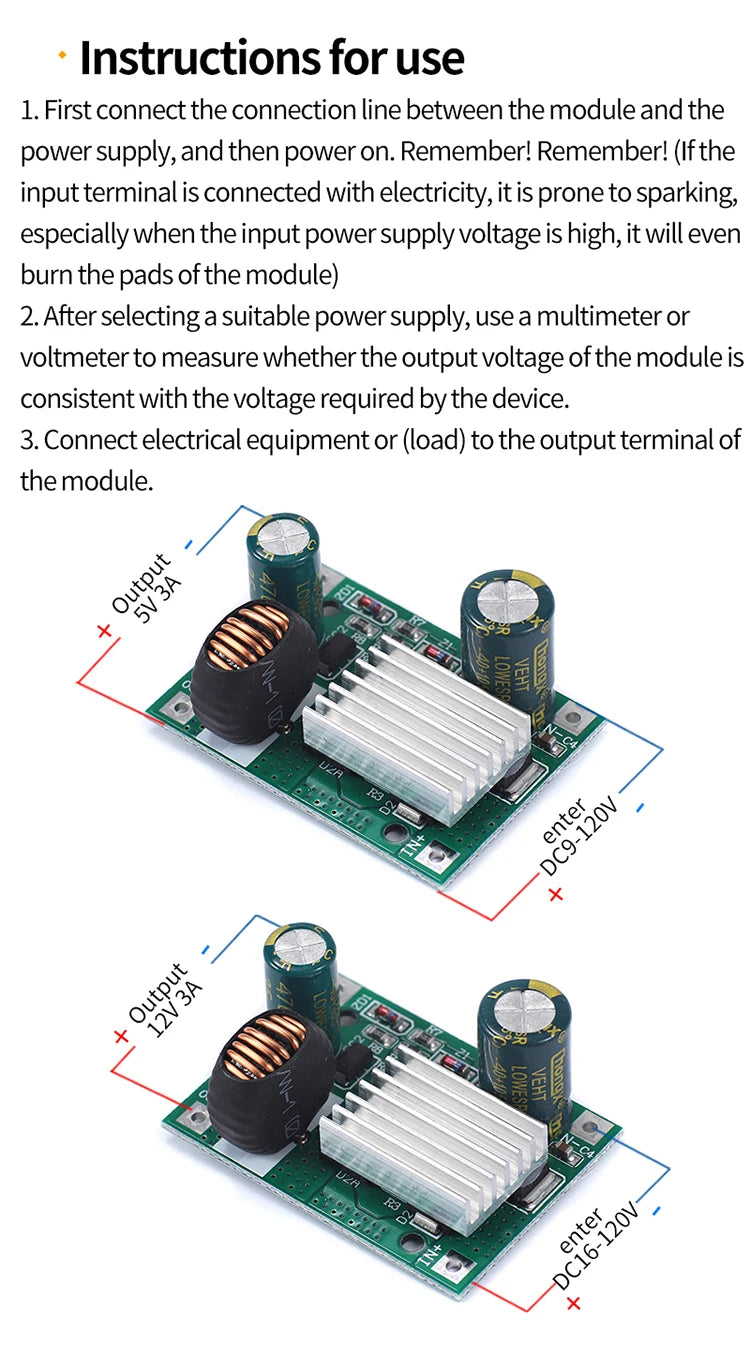 DC 9V 12V 24V 36V 48V 72V 84V 120V to 5V 12V 3A Step Down Module Power Supply DC DC converter Non-isolated Buck Converter