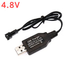 5V to 3.7/4.8/6/7.2/8.4/9.6V250mA Battery USB Power Charger Cable SM 2P Forward Plug for Remote Control Boat Car USB Charger Toy