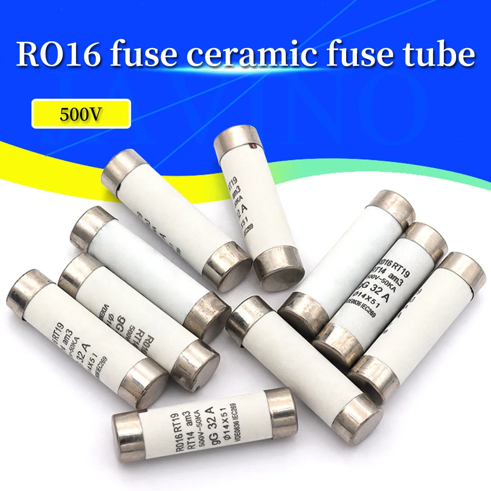 Javino 5/20/60Pcs 14*51mm(RO16)  Fast blow Ceramic Fuse 500V RO16-32A 40A 50A 63A RT18 RT14 Base