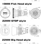 1PCS 16mm19mm22mm Metal Emergency Stop Button Switch Waterproof Mushroom Head Self-locking 3Pins 1NO1NC 6Pins 2NO2NC