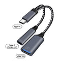 2 In 1 USB C OTG Cable Converter Type C to USB 3.1 PD Fast Charger Port With USB Female Splitter Adapter For iPad Tablet Laptops