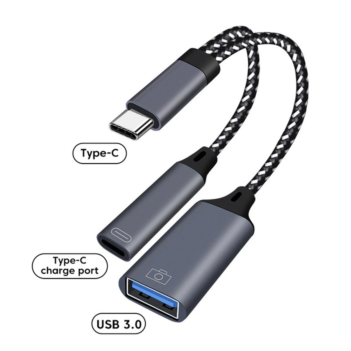 2 In 1 USB C OTG Cable Converter Type C to USB 3.1 PD Fast Charger Port With USB Female Splitter Adapter For iPad Tablet Laptops