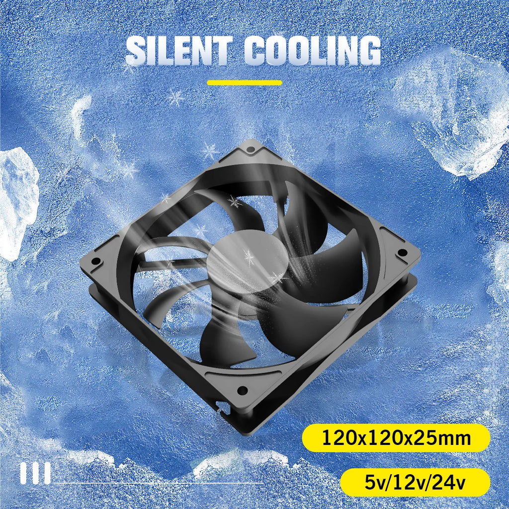 120mm 12cm 12025 Fan 5V 12V 24V 120mm*120mm*25mm Fan DC Brushless Cooling Fan 120x120x25mm USB 2PIN PC Computer Case Cooler