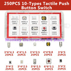 250PCS/1 Set  10-Types Tactile Push Button Switch Car Remote Control Keys Button Touch Micro switch