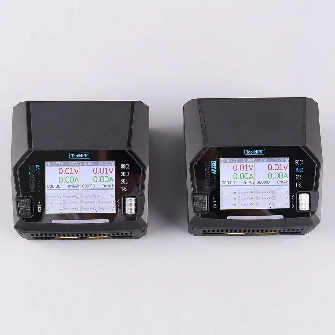 ToolkitRC M6DAC PRO V2 Dual Channel Smart Lipo Battery Charger Discharger AC 200W DC 800W 16A for 1-6S LiHV LiPo PD65W FPV Drone