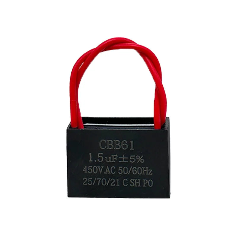 CBB61 Fan Start Capacitor 1.0/1.2/1.5/2.0/2.5/3.0/3.5UF 450V Universal for Ceiling Fans, Range Hoods, Water Pumps
