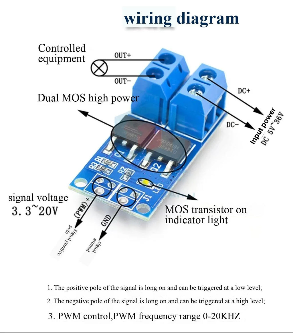 High-power MOSFET Field-Effect Transistor Trigger Switch Drive Module PWM Regulating Electronic Switch Control Board