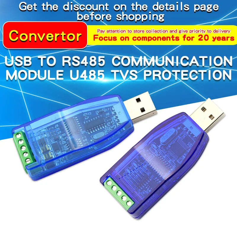 Industrial USB To RS485 Communication Module Bidirectional Half Duplex Serial Line Converter TVS Protection U485CH340G Converter