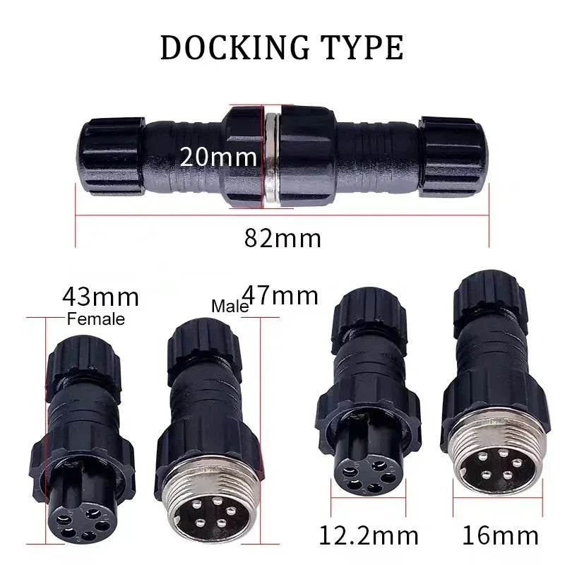 GX16 M16 Waterproof Circular Connector 2 3 4 5 6 7 8 9 10 Pin Back Nut Docking Male Female Plug Socket Cable Panel Mount Outdoor
