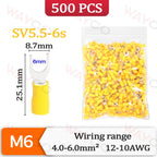 500PCS Fork Crimp Terminal M4/M5/M6 Spade Plugs Pre-insulated Ferrules Lugs For Splice Electricals Cable Wire End Connectors