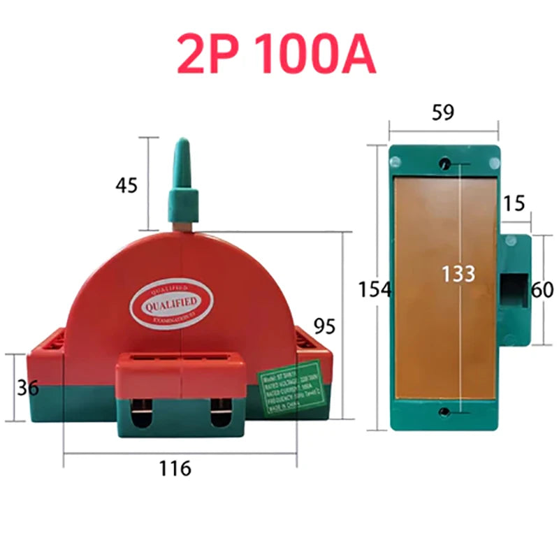 Hot Sale  2 Pole Double Throw Knife Disconnect Switch 32A 63A 100A DPDT Cutter Safety Disconnect Switch Power Disconnect Switch
