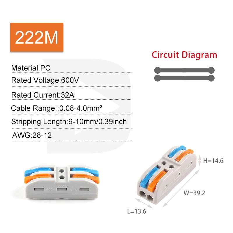 5/10PCS 2/3Ports Electrical Wire Connectors Fast Compact Push-in Terminal Block Wiring Cable Butt Connection Splitter With Lever