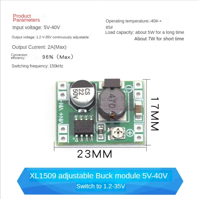 1PCS DC-DC 3A 5A Adjustable Step-down Power Module Board Voltage Stabilizing Aircraft Model MP1584EN 24V 12V 9V To 5V