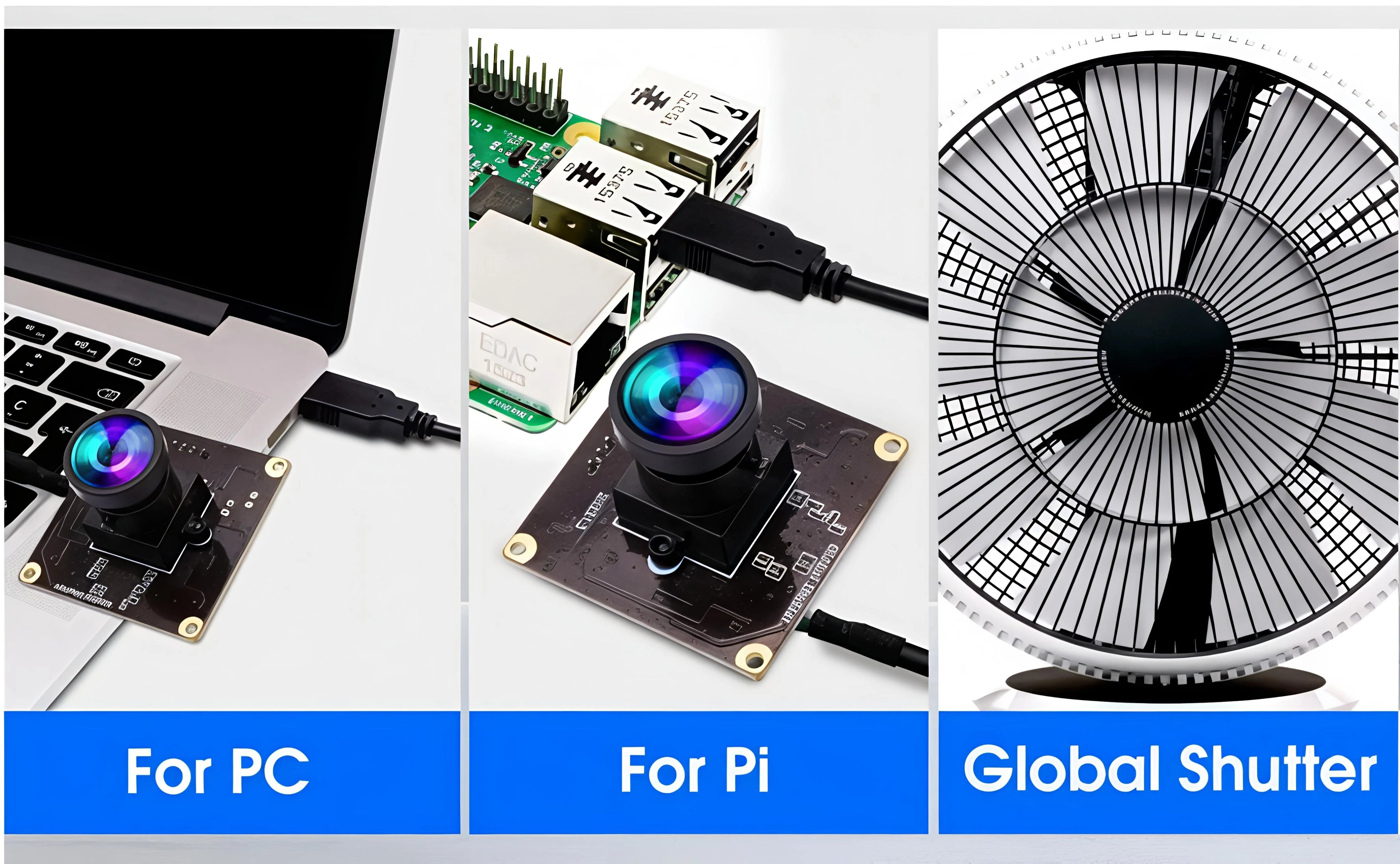 ELP AR0234 Global Shutter USB Camera 1080P 90fps Wide Angle No Distortion UVC Mini Webcam for Golf High Speed Sport PC