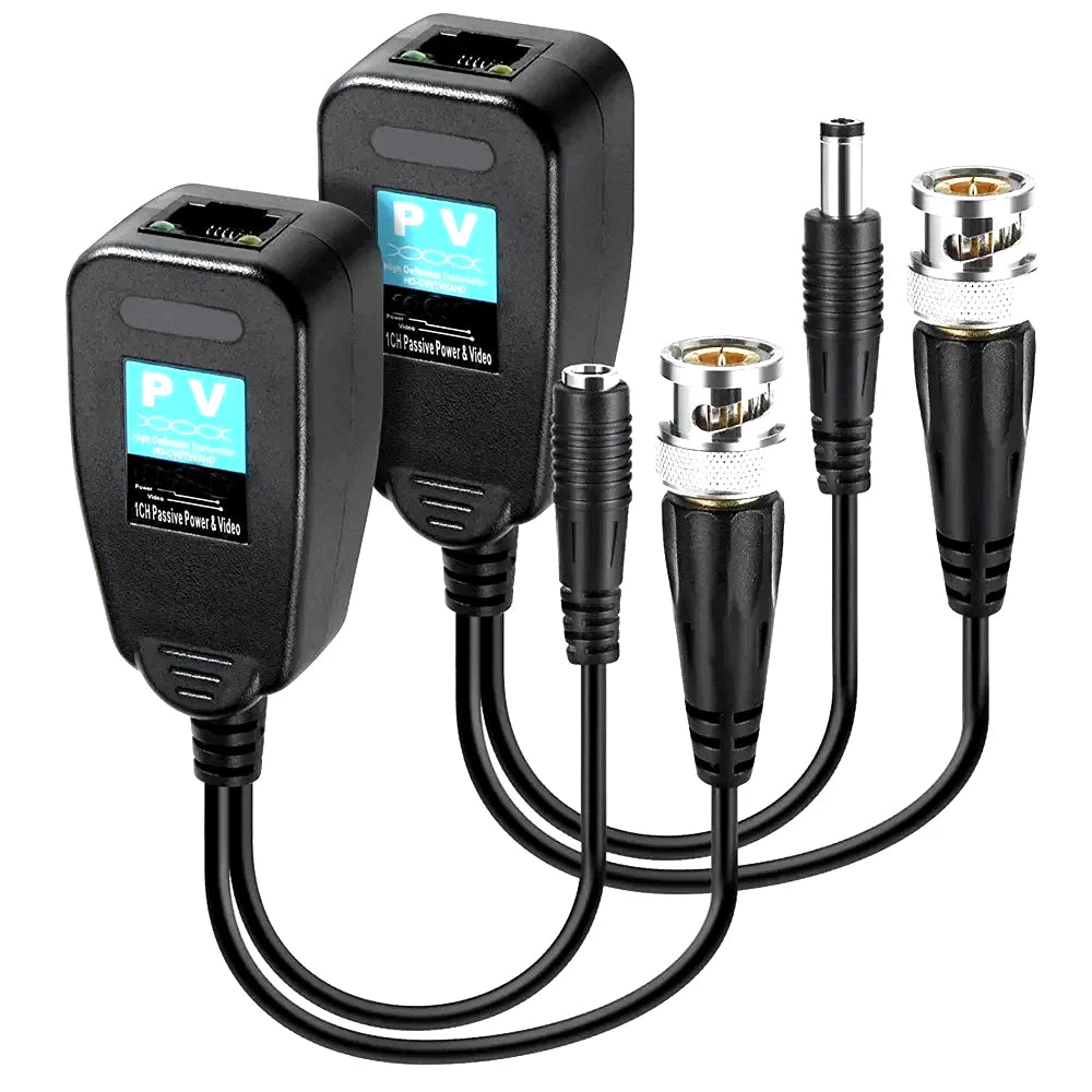 1CH Passive Balun RJ45 CCTV Video Transceiver Coax BNC for HDCVI HDTVI AHD Analog High Definition Camera Power Supply Connectors