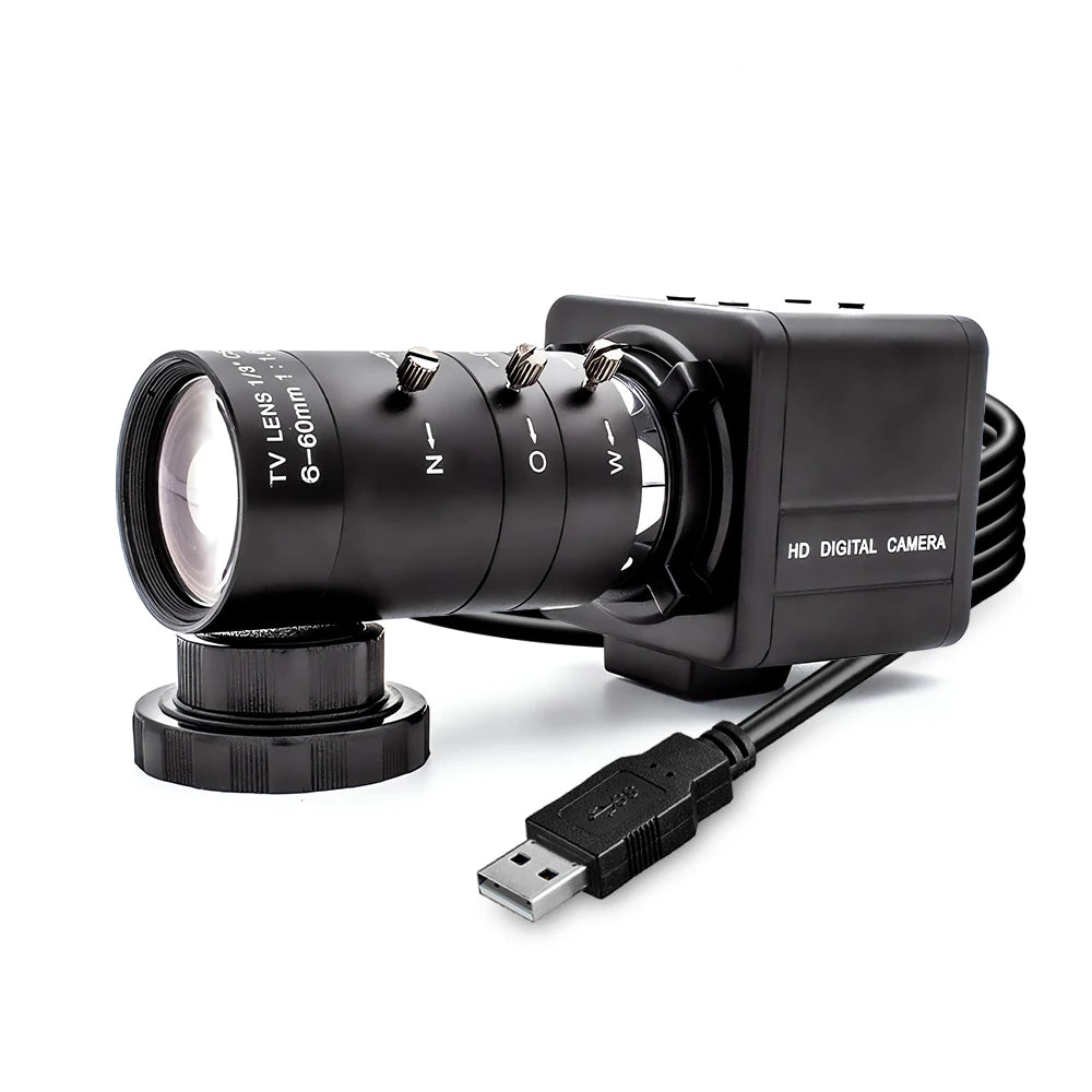 Global Shutter USB Camera 1080P 90FPS Industrial Metal Box With 5-100mm Varifocal Lens Plug Play For Meeting Document Scanning