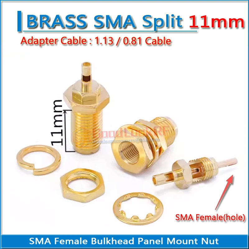 SMA Female Window split Welding Solder 1.13 0.81 Cable Plug 11/13/15/17mm RPSMA RP-SMA Female Washer Nut RF Connector Socket