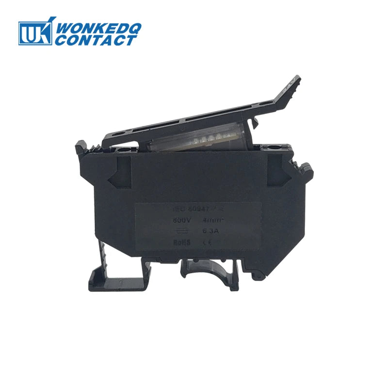 10Pcs UK5-HESI Screw Din Rail Terminal Block Fuse Holder 5*25mm 24V/220V LED With Disconnect Lever Wire Electrical Connector