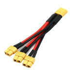 XT60 Parallel Battery Connector 3-Way 12AWG Silicone Wire Male/Female Dual Extension Y Splitter 100mm for Battery Charger Motor