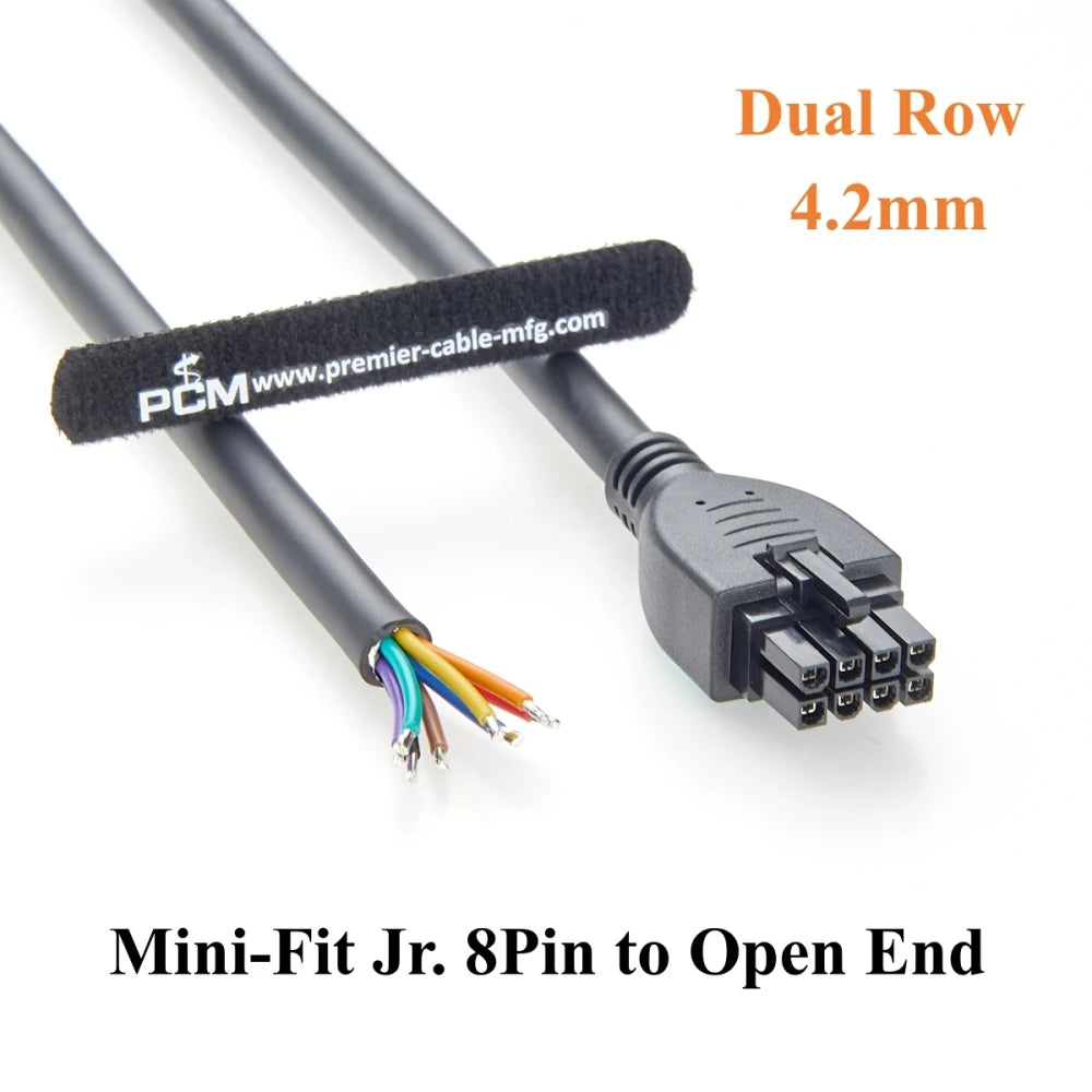 Mini-Fit Jr. 4.2mm 8Pin Female Receptacle to Open End Cable Dual Row 8 Circuits Power & Signal Cable Compatible Molex 39-01-2080