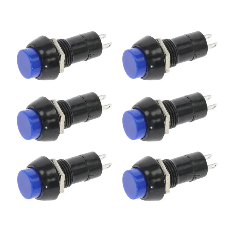 6PCS PBS-11A PBS-11B 12mm self-locking / Self-reset Plastic Push Button Switch Latching Momentary Switchs 3A 250V AC 2PIN 6Color
