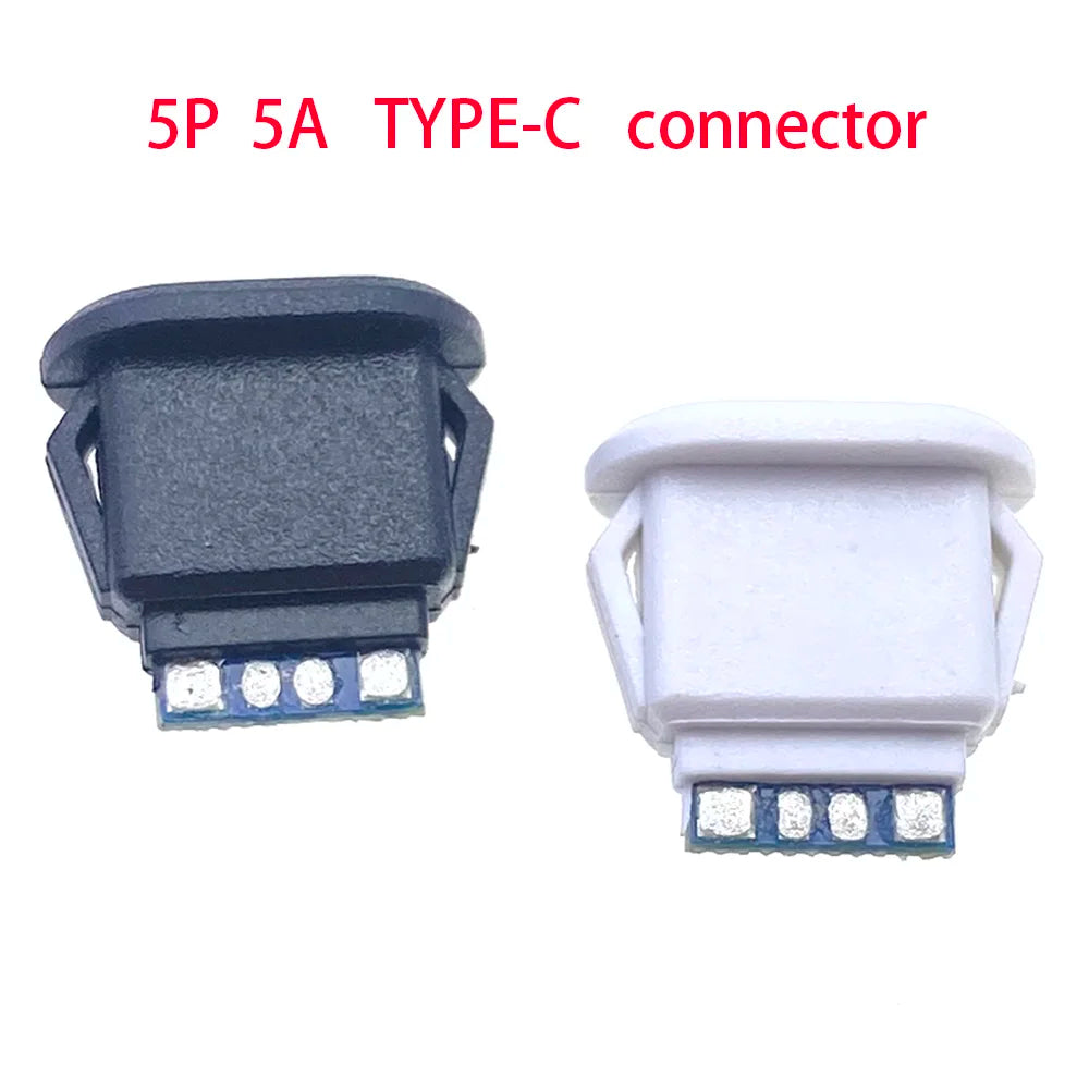 2-10pcs Buckle Female USB Type-C Waterproof Connector 5pin 6pin 5A High Current Fast Charging Socket USB-C Charging Plug