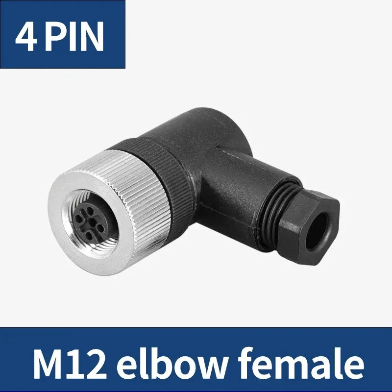 M12 Waterproof IP67 Aviation Plug Socket 4 5 8 Pin Hole Needle Male Curved Straight Screw Solderless Power Connector PG7 Charger